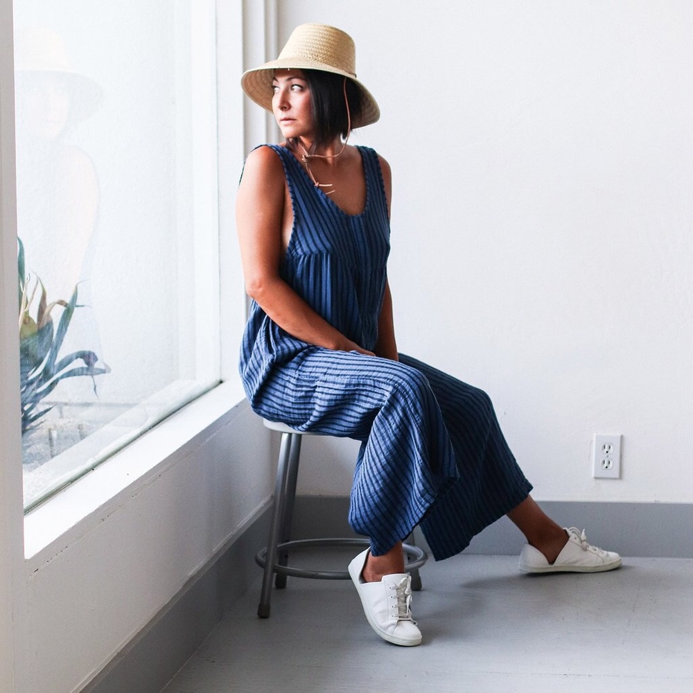 Neve and Hawk sunset jumper indigo stripe